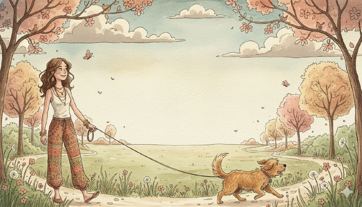 Spring dog walking with Nina